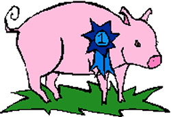 Pig with ribbon